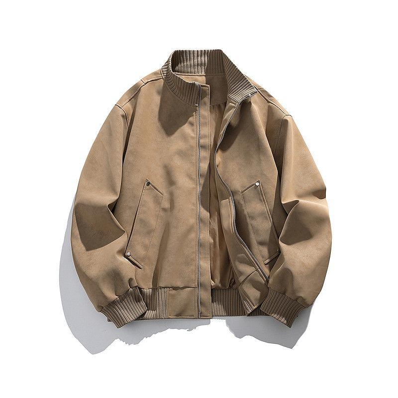 Унисекс Ретро Пилотская Куртка-Бейсболка из Искусственной Кожи с Воротником-Стойкой - Осенне-Зимняя Коллекция