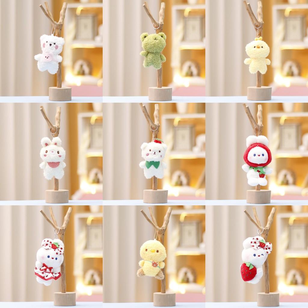 Rabbit Panda Keychain Cute Cartoon Girl Backpack Decorative Pendant Plush Doll
