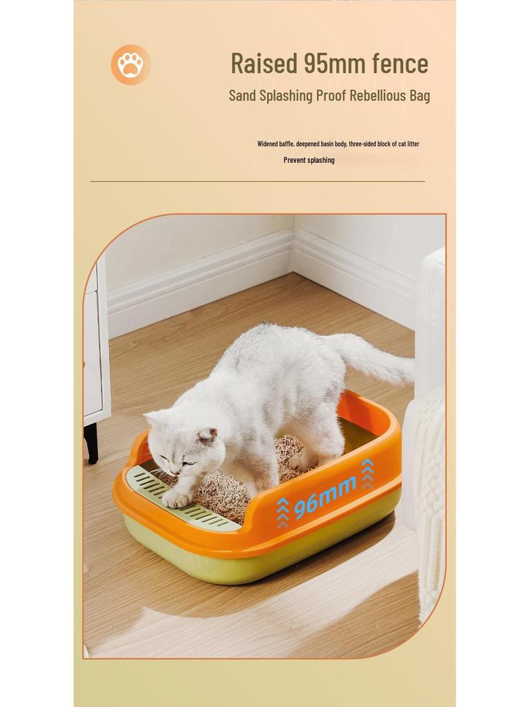 Large Semi-Enclosed Thickened Cat Litter Box with Scoop - Anti-Splash Design