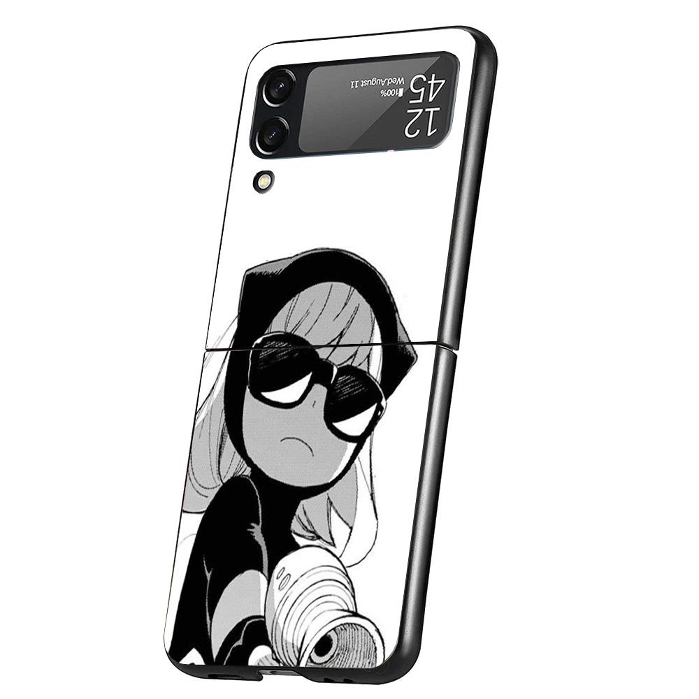 Spy Family Anya Cute Case Phone Cover for Samsung Galaxy Z Flip 7 6 5 4 3 5G ZFlip7 ZFlip6 ZFlip5 ZFlip4 ZFlip3 Black Fundas Gal