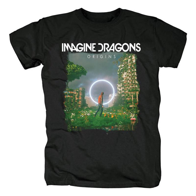 Ретро Футболка с изображением группы Imagine Dragons Независимая рок-группа из США Ретро в американском стиле Свободная мужская футболка