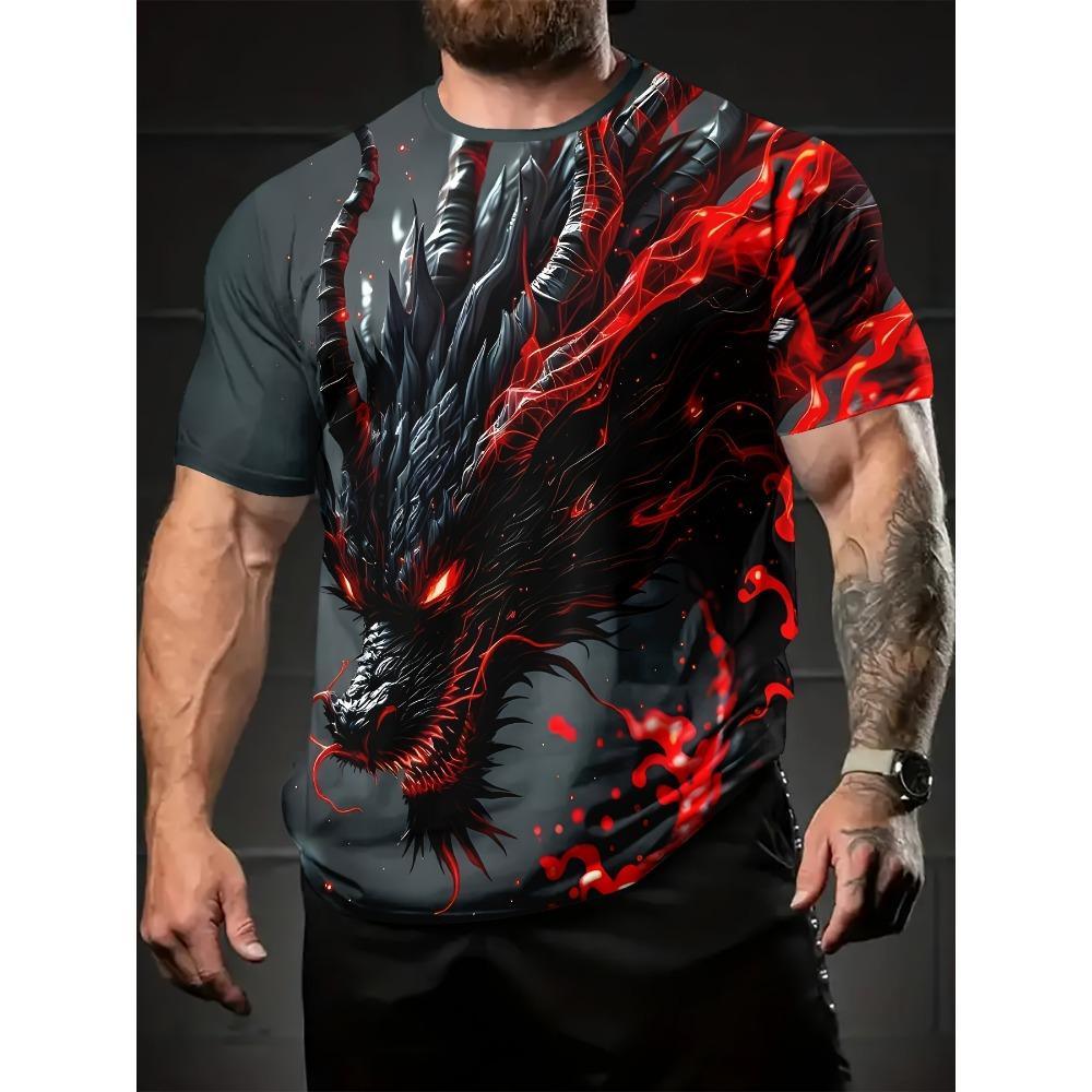 Summer Men's T-Shirt Dragon 3D Print Tees Top Hip Hop Loose Short Sleeve Streetwear Vintage Oversized Women T-shirt
