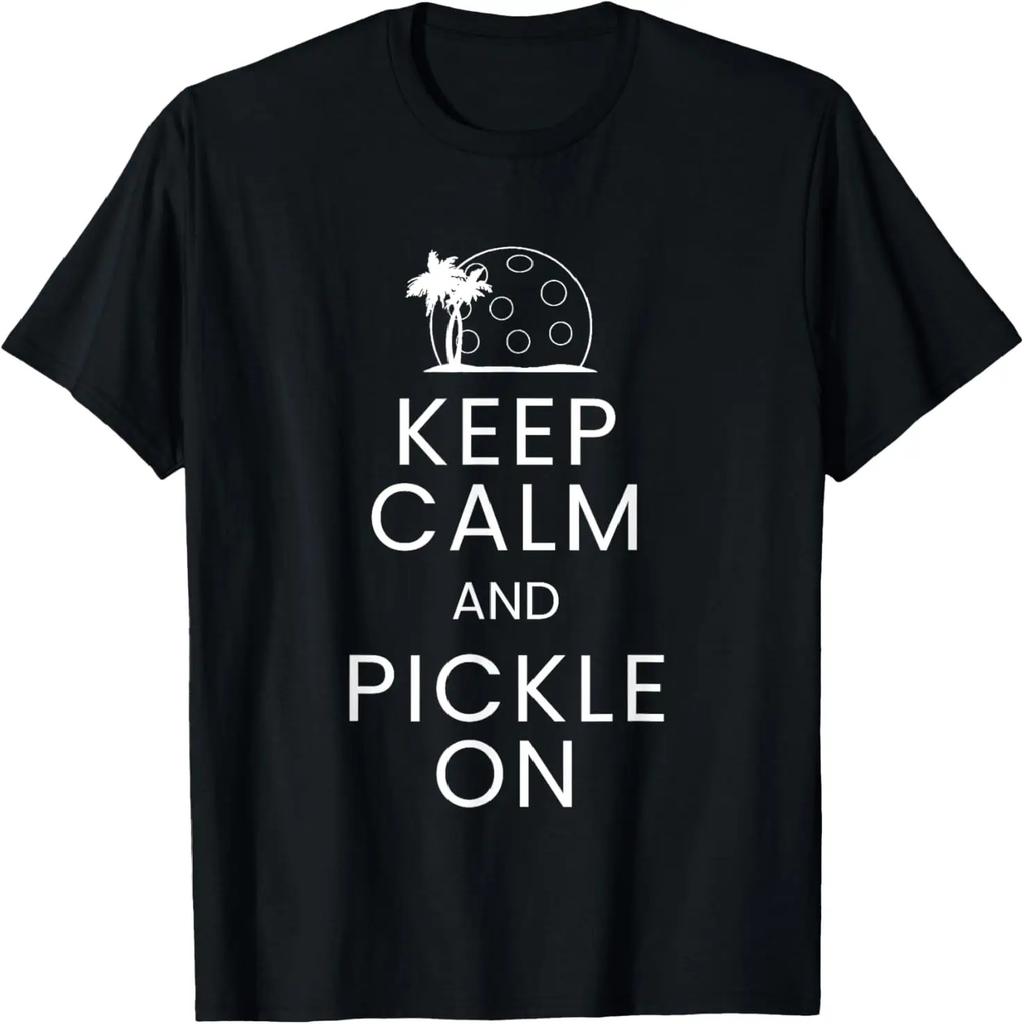 Keep Calm and Pickle On Funny Pickleball Florida Sunset T-Shirt