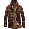 Men's Fleece Long Sleeve Plaid Shirt Warm Business Casual Fashion Cotton Shirt