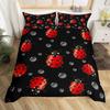 Cute Ladybug Duvet Cover Twin Queen Cartoon Animal Ladybird Insect Bedding Set Kawaii Wildlife Love Heart Print Comforter Cover