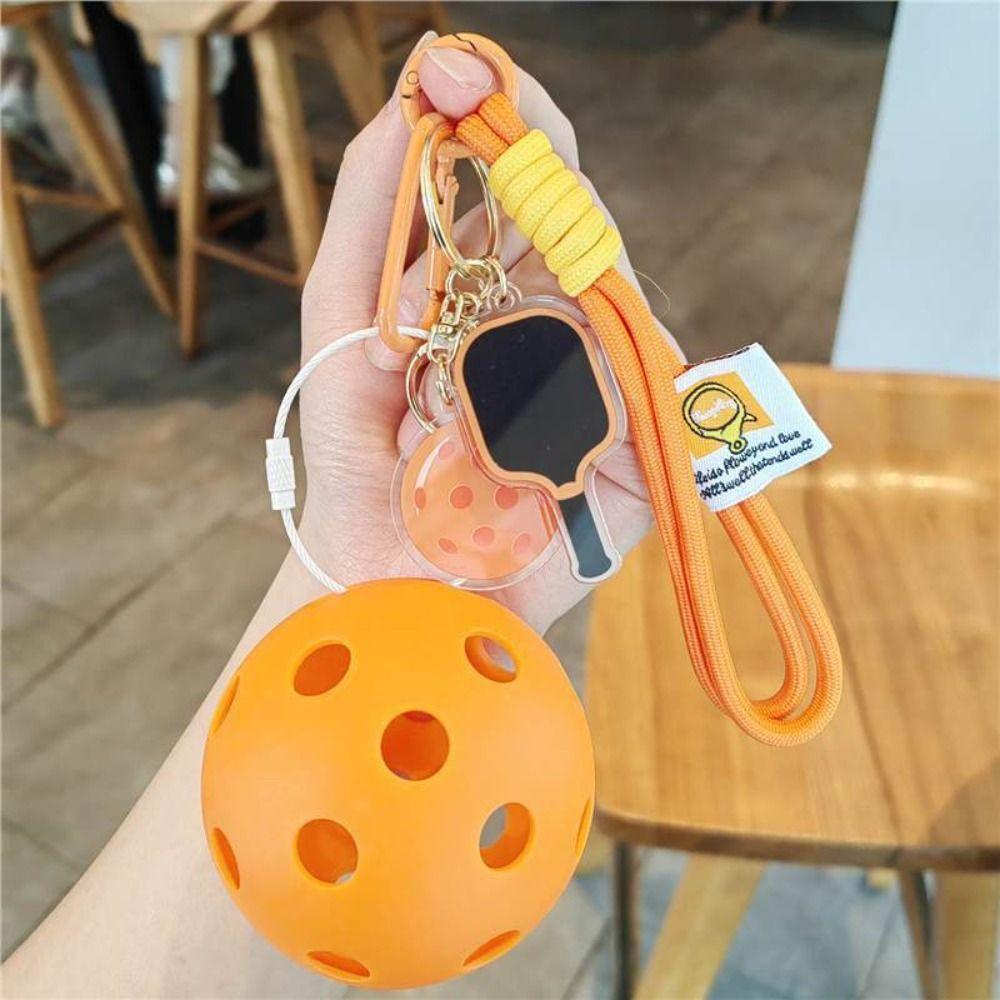 with Lanyard Pickleball Racket Pendant Acrylic Pickleball Key Ring  Bag Accessories