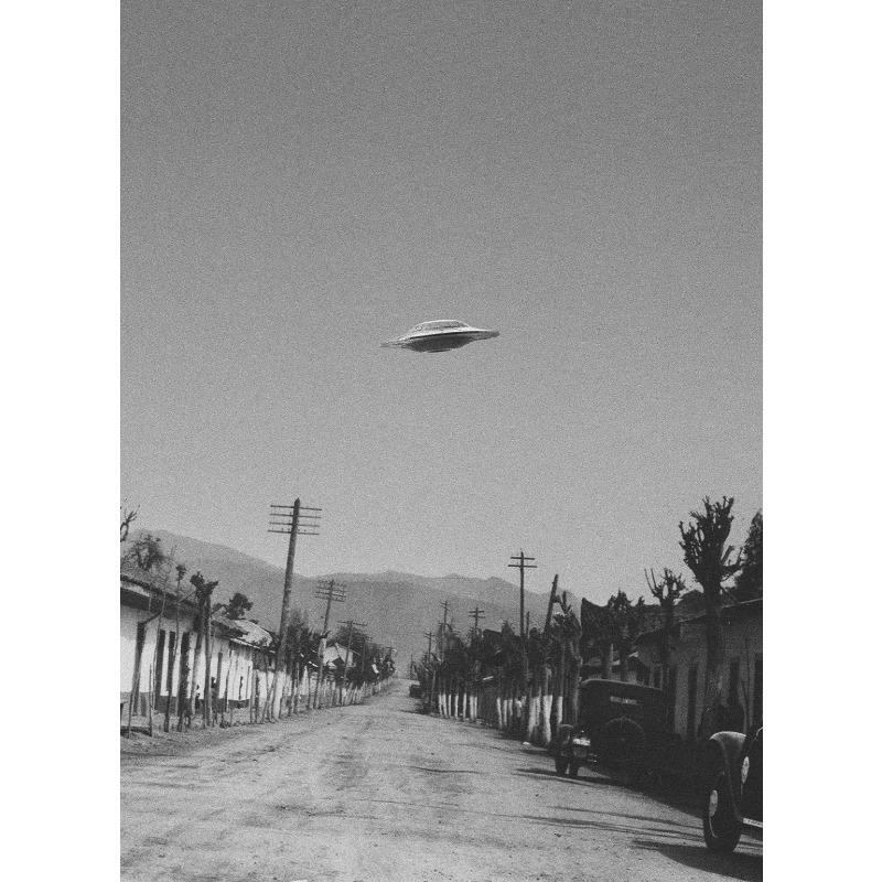 Постер НЛО «Черная ночь» Холст Живопись Принты Инопланетная Летающая тарелка Арестовывает Людей Странная Стена Домашнее украшение Cuadros