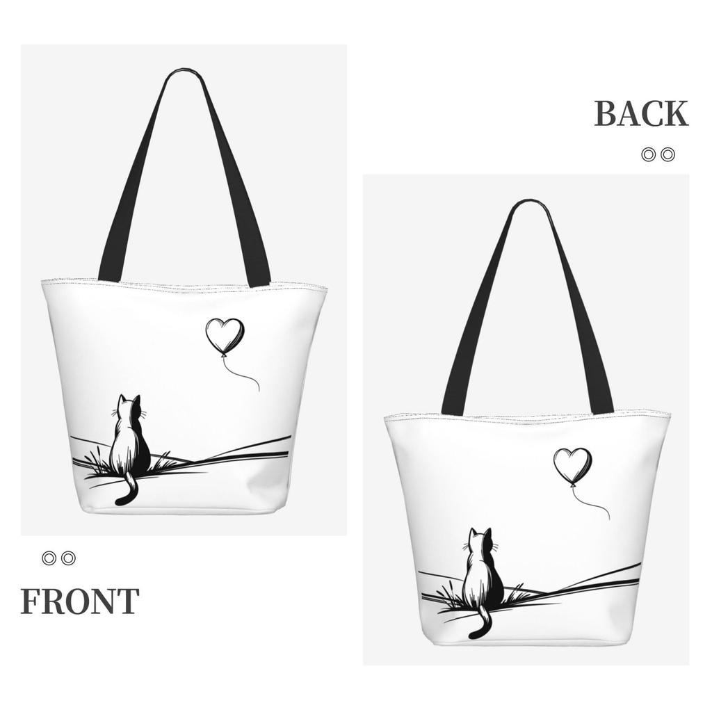 FURONGA Cat Tote Bag for Women, Lightweight, Large Capacity, A4 Size, Popular, Stylish, Durable, ShoulderHandbag, Travel, Unisex, Zipper (31)