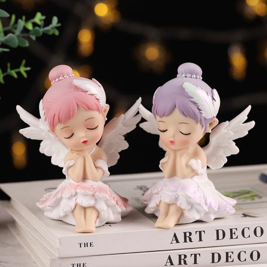 Фигурка девушки, реалистичный мультфильм, мини-автомобиль, украшение, статуя ангела, домашний декор