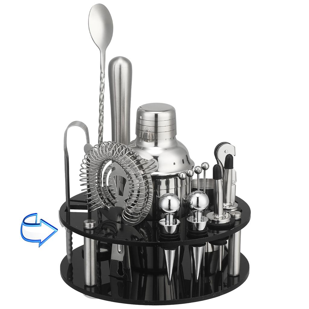 Набор шейкеров для коктейлей начального уровня Барный шейкер Ручной стакан Вращающаяся стойка для хранения Полный набор инструментов для бармена