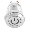12mm Metal Button Switch with Power Icon White LED Light Self Reset 1 NO Switch(24V)