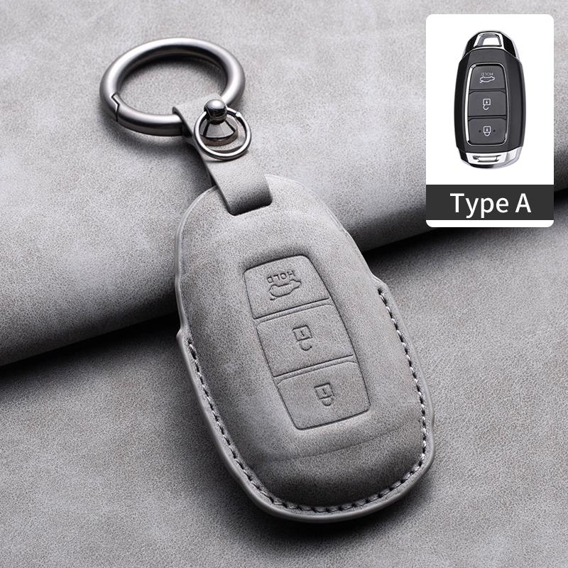 Leather Car Key Case Cover Shell For Hyundai Grand Santa Fe 3 DM I30 IX35 Ix45 Encino KONA Solaris Azera Grandeur Creta 2 Kona