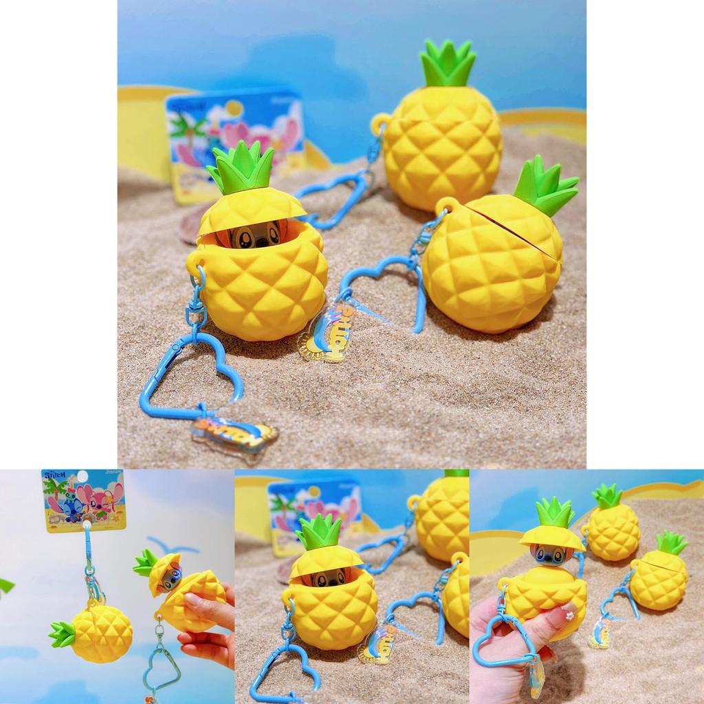 Stitch Summer Beach Collection Pineapple Silicone Keychain With Cute Character Design For Kids And Teens