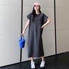 Women's Dress Summer Loose Solid Color Simple Design Sense Slit Straight Casual T-shirt Dress