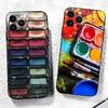 Набор акварели Палитра красок Ящик для рисования Чехол для телефона для Iphone 16 15 14 13 12 11 Pro Max Xr X Xs Mini 8 Plus SE 2022 Черный Sof