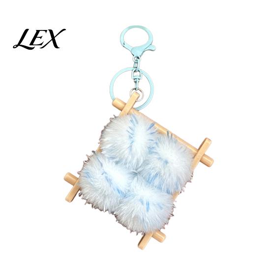 Backpack Decoration Accessories Fermented Bean Curd Plush Keychain, Fluffy Doufu Bag Food Shaped Decor Charm with Keyring, Handbag Purse