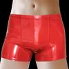 Mid-rise Elastic Waistband Men Panties U Convex Thin Stretchy Sexy Solid Color Faux Leather Shorts Briefs Daily Wear