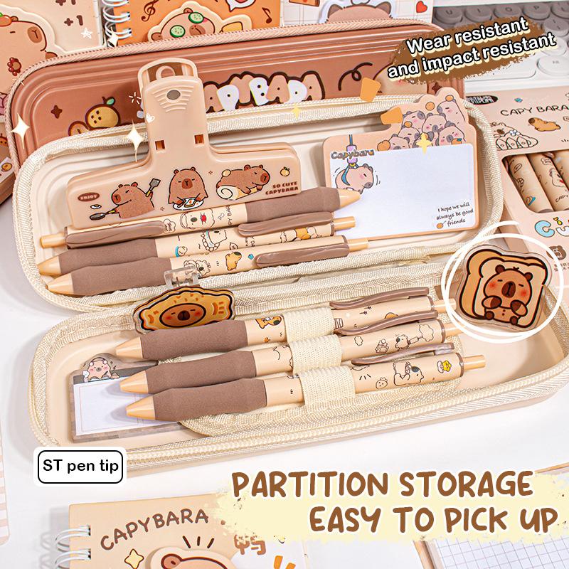 Cute Cartoon Capybara Pencil Case Large Capacity Dirt-Resistant Portable Pencil Bag Aesthetic Stationery Office School Supplies