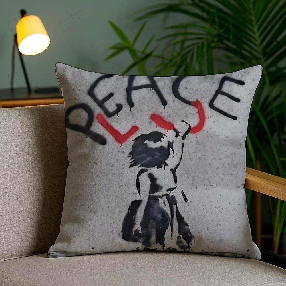 Наволочка из короткого плюша Banksy Уличное граффити Арт Наволочка Защита от пылевых клещей Невидимая молния Шелковистый короткий плюс