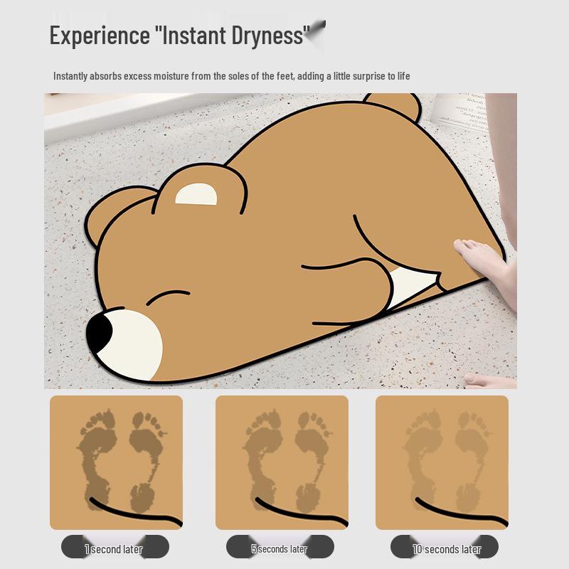 Panda Cartoon Non-Slip Absorbent Diatomaceous Earth Bathroom Doorway Mat