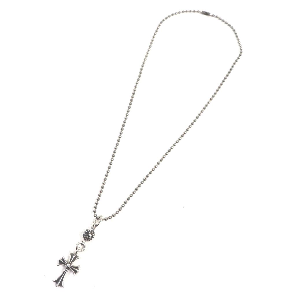 Excellent CHROME HEARTS Necklace 1 Ball Tiny CH Cross Pendant Silver 925 Mens Used