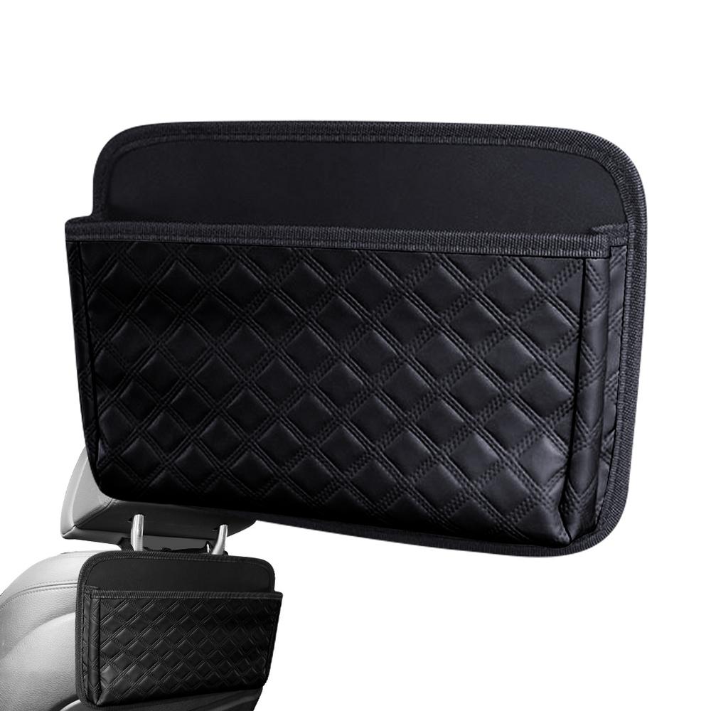 Органайзер для заднего сиденья автомобиля, удобный органайзер для хранения вещей в автомобиле, изысканный кожаный органайзер для заднего сиденья для телефона и еды