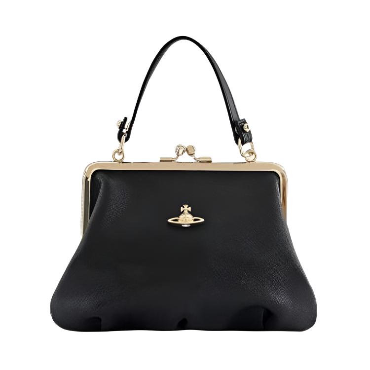 VIVIENNE WESTWOOD Кошелек-клатч с логотипом Сатурна Женский кошелек Черный Светло-золотой 52020003-L001N-N402