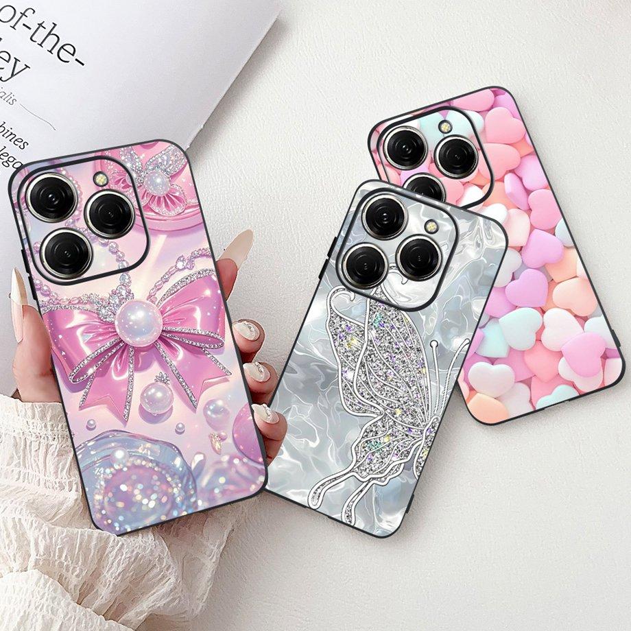 Роскошный матовый силиконовый мягкий чехол для Tecno Spark 20 20Pro 20 Pro+ 4G 5G Spark 20C KJ7 KJ6 KJ5 BG7 Чехол Цветок Любящее Сердце