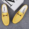 FashionHandmade White Men's Genuine Leather Loafers Wedding Party Men Shoes Luxury Elegant Dress Shoes for Men Breathable Mesh Flats