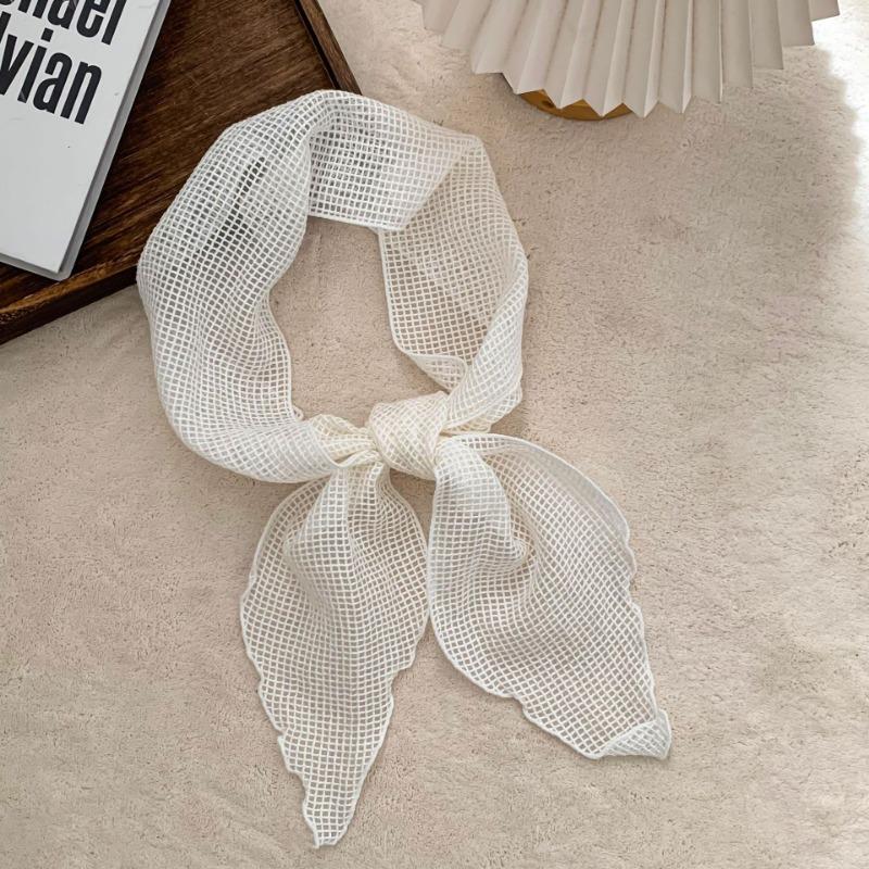 Scarf New Lazy Style Cotton and Linen Solid Color Long Scarf Multi-purpose Headscarf Headband Waffle Plaid Cotton and Linen Silk Scarf Women