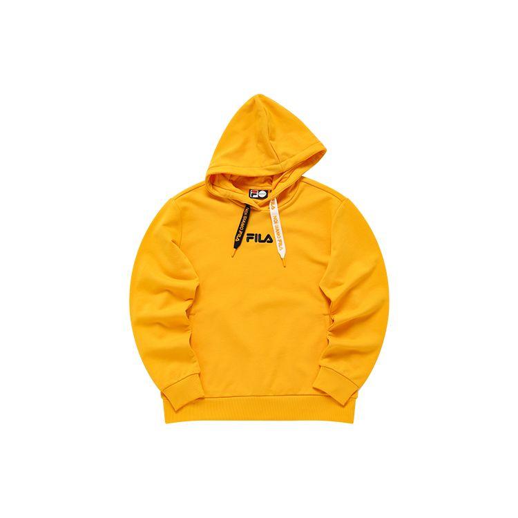 Fila Fusion Свободный спортивный пуловер с капюшоном на шнурке с принтом Letter, винтажная американская толстовка, женская толстовка, золотисто-оранжевый, T11W141204F-YE