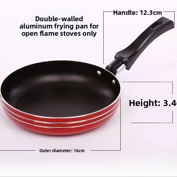 Мини сковорода для жарки яиц с пластиковой ручкой и алюминиевым плоским дном, утолщенная антипригарная сковорода с плоским дном для жарки яиц и стейков, алюминиевая сковорода для жарки