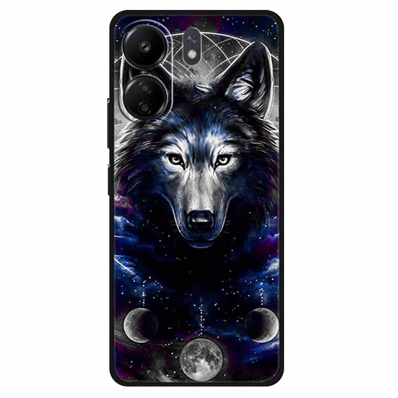 Funda For Xiaomi Poco C65 Case Soft Lion Wolf Black Shockproof Back Cover for Poco C65 C 65 Soft Case Poco C65 Cool Soft Bumper