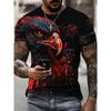 Men's T-shirt Loose Round Neck Casual Top Short Sleeved 3D Animal Printed Street T-shirt Large Breathable T-shirt