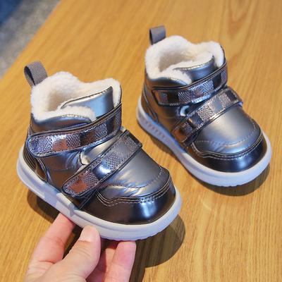 Детские зимние теплые утолщенные бархатные нескользящие спортивные ботинки на липучках водонепроницаемые низкие ботинки