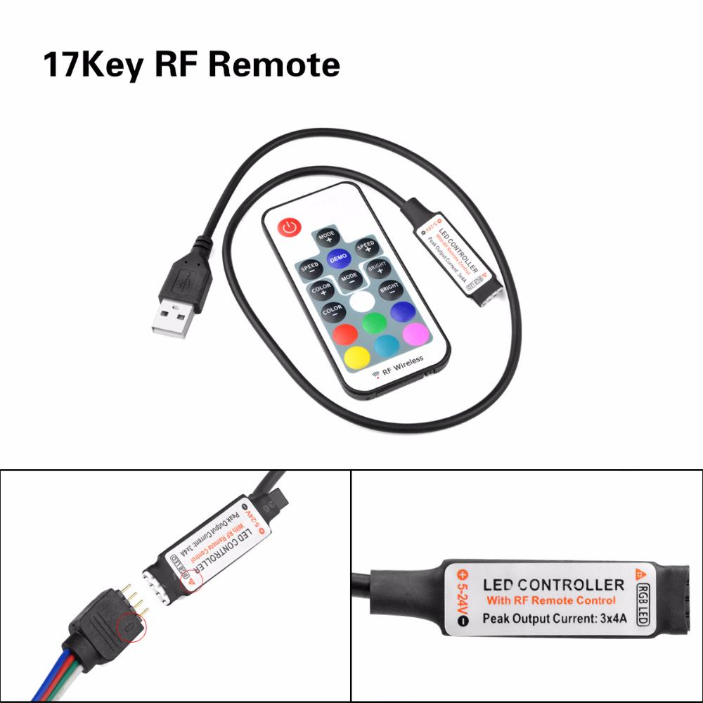 Светодиодная лента 5 12 24 Вольт RGB USB ИК-радиочастотный пульт дистанционного управления USB-светодиодная лента 3 17 24 пульта дистанционного управления