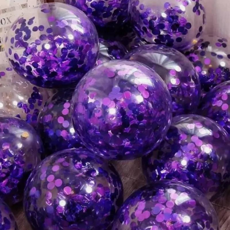 100 шт. 12-дюймовых прозрачных шаров с конфетти и пайетками, разноцветные фольгированные шары с пайетками, праздничные украшения для вечеринки, свадьбы, комнаты KTY