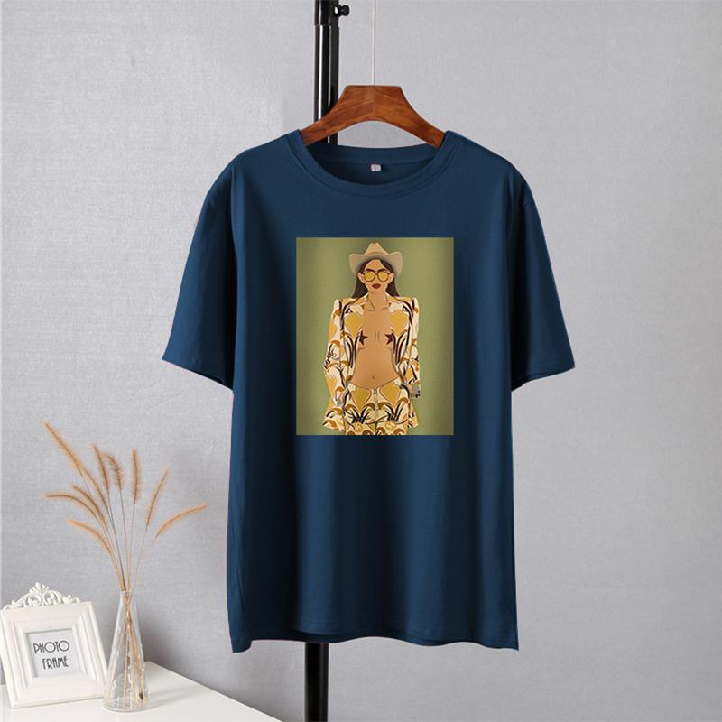 Женские футболки Hirsionsan High Street с графическим рисунком, летние мягкие футболки с круглым вырезом и короткими рукавами, 2023, повседневные свободные хлопковые базовые женские топы