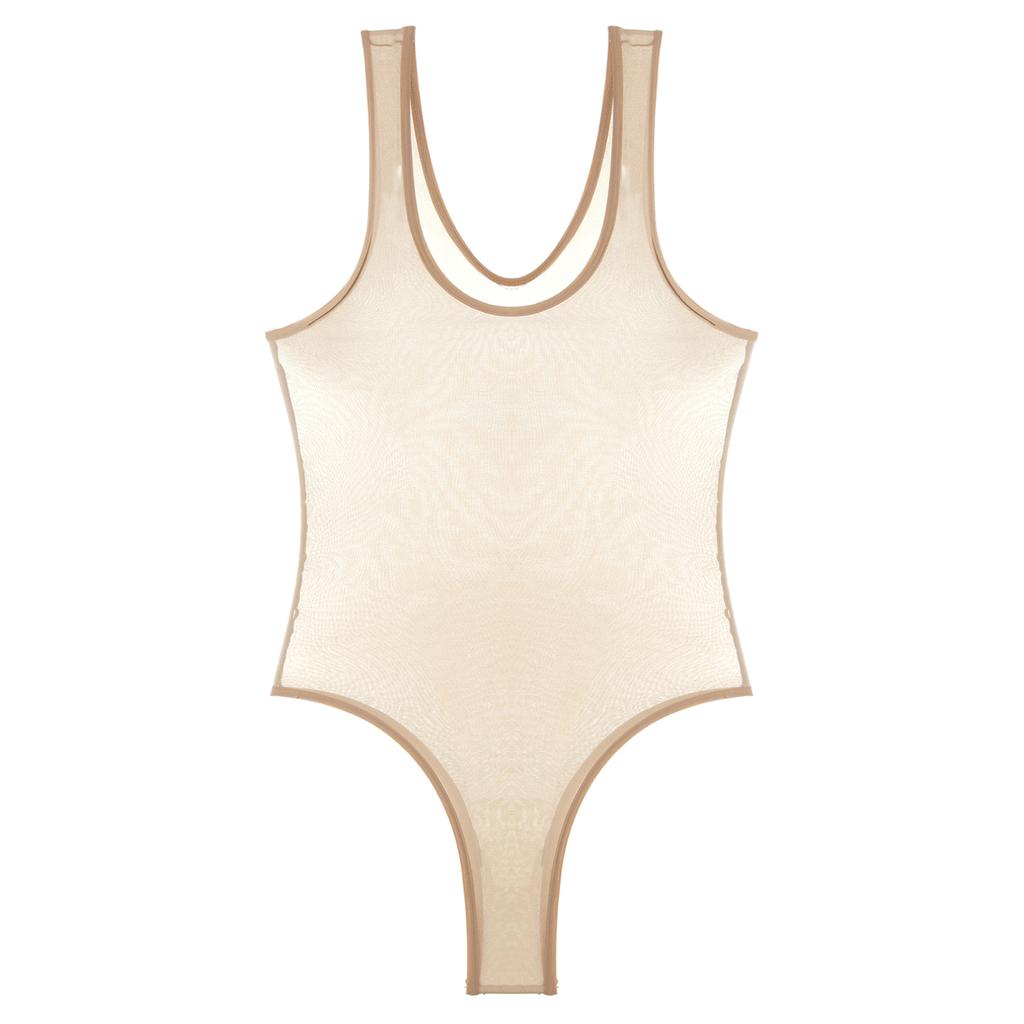 Женское прозрачное сетчатое боди без рукавов с высоким вырезом, купальник-стринги, верхняя сценическая одежда, купальники