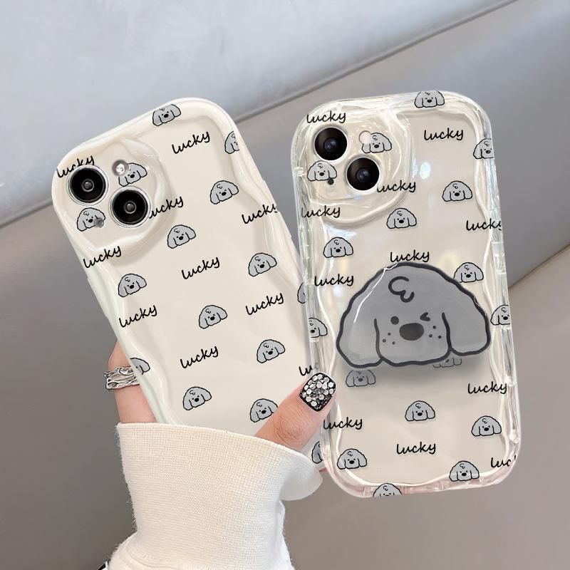 Подходит для чехла для мобильного телефона Apple 14promax IPhone 15/13 Прозрачный силикон 11/12 Полноэкранная подставка в виде собаки 6s