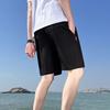 Men Sport Shorts Solid Color Straight Elastic Waist Casual Daily Wear Zipper Pockets Retro Thin Above Knee Length Summer Shorts Men Clothes