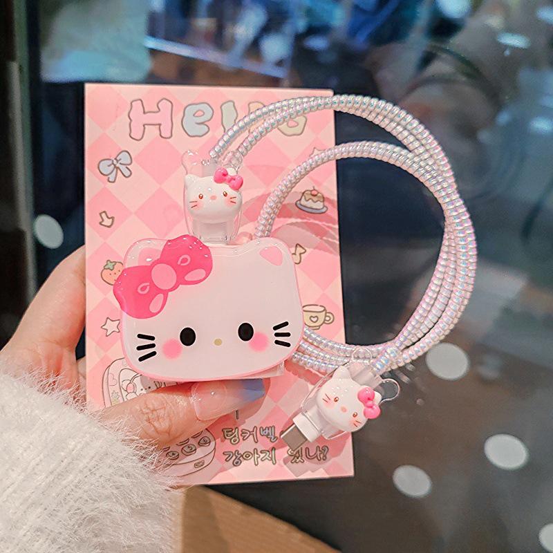 Hello Kitty Защита для зарядного кабеля и данных Чехол-протектор для Apple iPhone 18/20W Защита зарядки Защита от переломов Набор органайзеров для кабеля данных