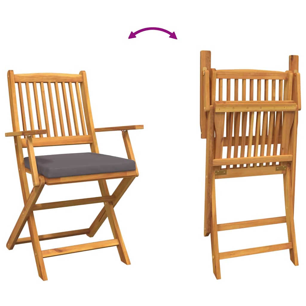 Folding Chair 4 pcs Gray 49 x 57.5 x 92 cm Solid Acacia Wood