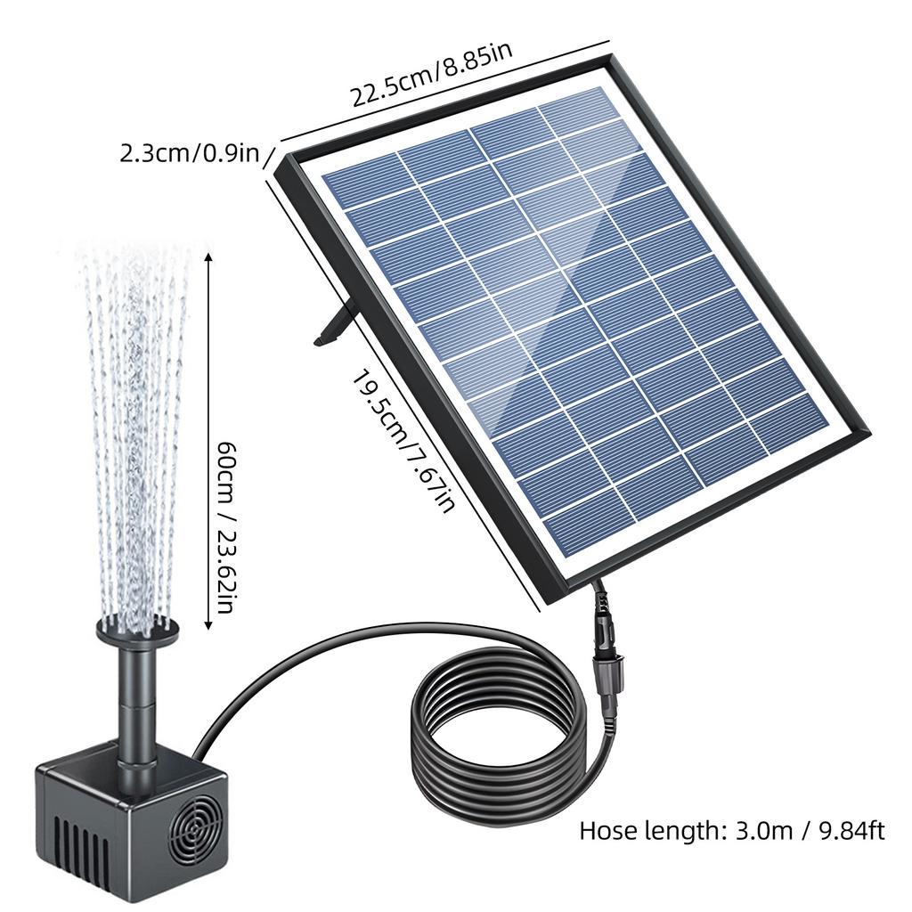 6.5W Solar Panel with Multiple Fountain Modes, Strong Water , Pond Pump for Garden, Pool, Yard