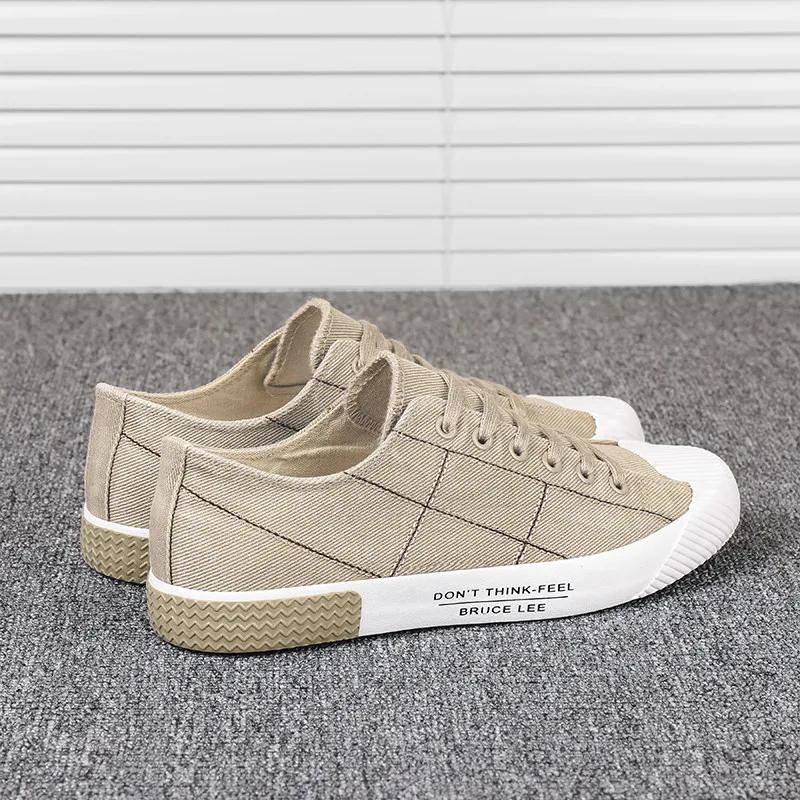 Мужские зеленые парусиновые туфли Harajuku, дышащие повседневные мужские туфли, летние легкие вулканизированные мужские кроссовки, мужские эспадрильи