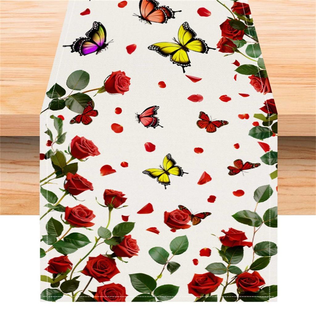 Роза Льняной Настольный Флаг День Святого Валентина Украшение Стола Скатерть Подушка Скатерть Домашняя Ткань