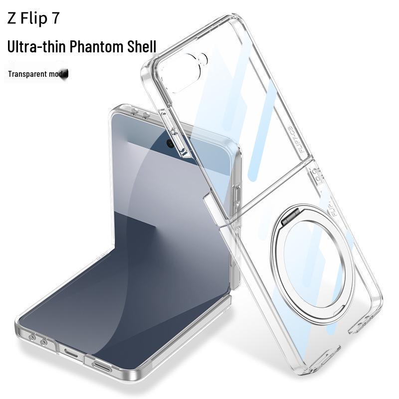 Samsung Z Flip7 Магнитный прозрачный чехол для телефона с подставкой MagSafe