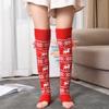 Women Christmas Elk Knitted Stockings Winter  High Over The Knee Socks