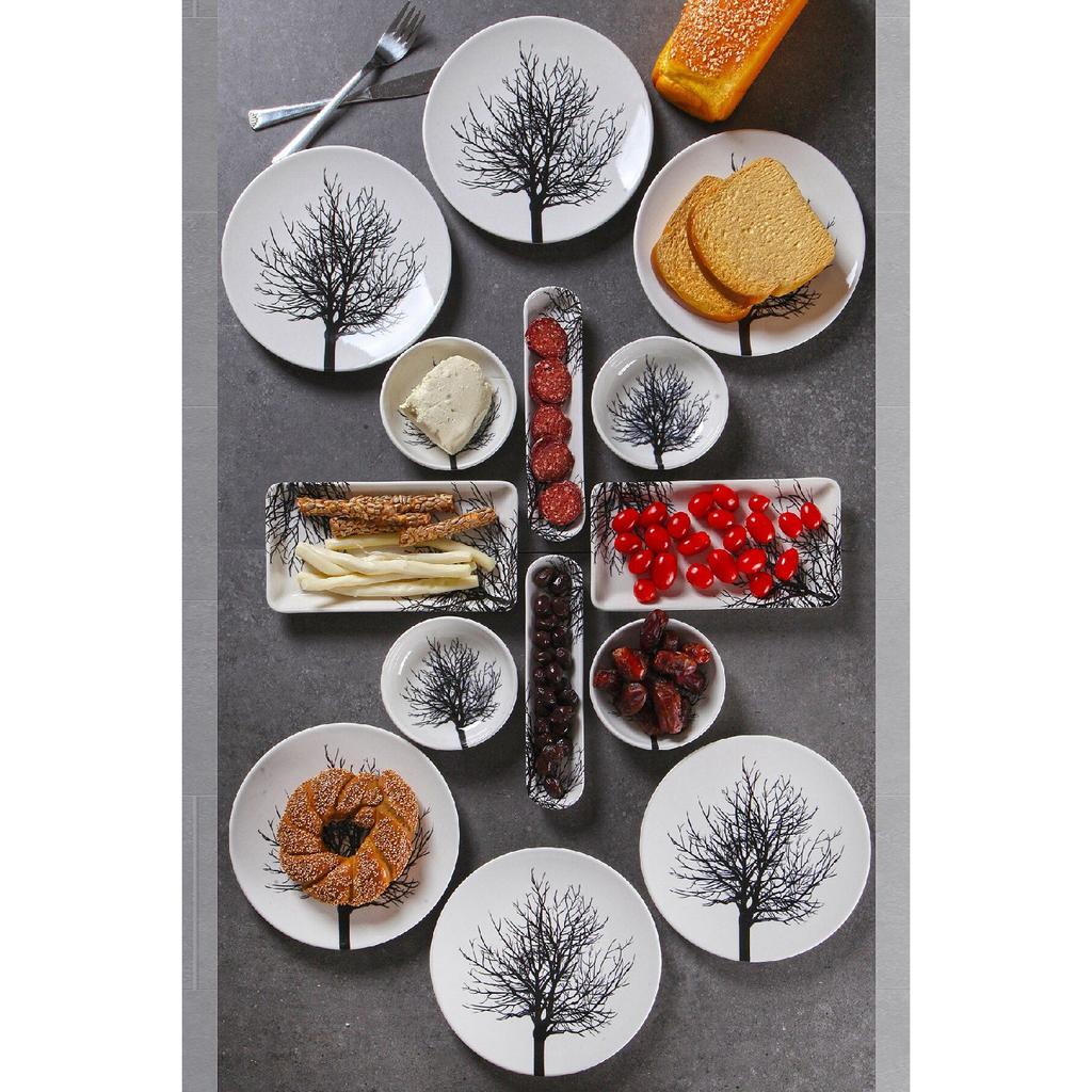 14 Piece Handmade Tree Of Life Pattern Breakfast Set For 6 People - Luxury Breakfast Presentation Set