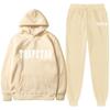 Mens Womens Casual Hooded Fleece-Lined Sweatshirt Set Sportswear Outfit
